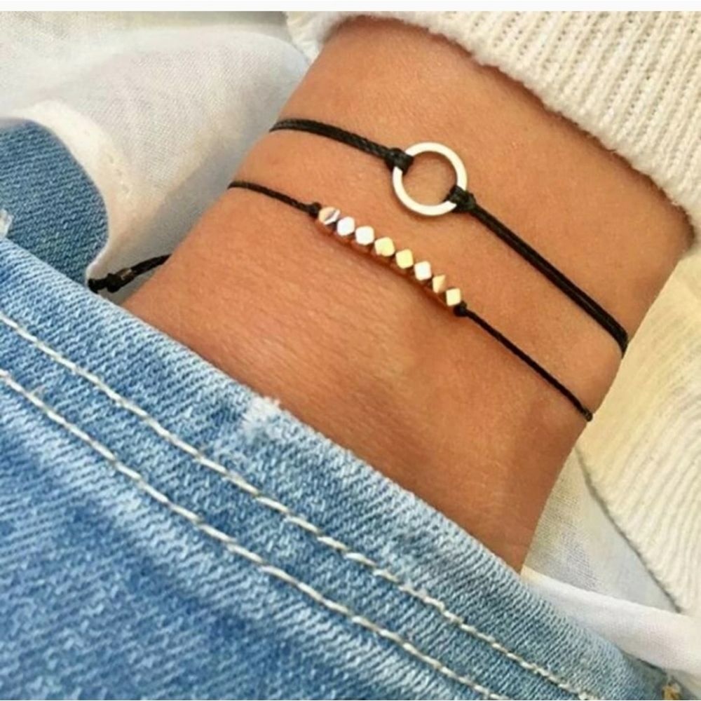 2pc Minimalist Circle Adjustable Bracelet Set